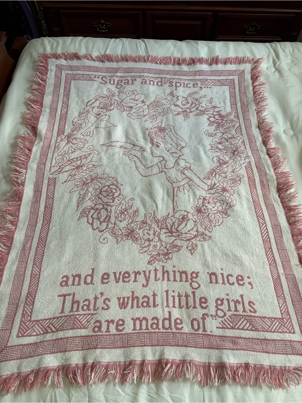 Sugar and Spice Pink Woven Throw Blanket